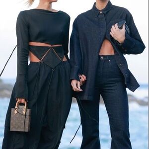 BEC + BRIDGE DIAMOND DAYS LONG SLEEVE CROPPED TOP